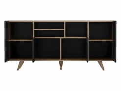 Aparador con 4 puertas y 3 huecos - Negro y Natural - MOSTIA^Vente-unique Best