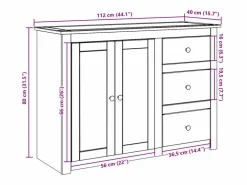 Clicnbuy Aparador con cajones Panama madera maciza pino 112x40x80 cm Marru00f3n Clearance