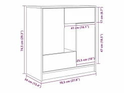 vidaxl Aparador con cajones y puertas 70,5x34x74,5 cm Blanco
