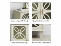 Aparador con estantes regulables - Consola de cocina retro moderna - con dos puertas - Crema^ Online