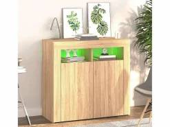 Aparador con luces LED roble Sonoma 80x35x75 cm^vidaxl Sale
