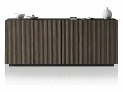 Aparador Coste con 4 puertas efecto cannetè antracita mate y madera oscura 200x43x86 cm^