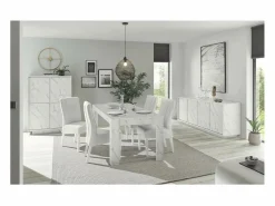 Meublorama Vitrina Para Vajilla|Aparador de 4 puertas, colección COLOMARMO, color efecto mármol, ideal para su salón o comedor.