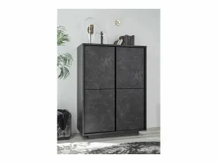 Meublorama Vitrina Para Vajilla|Aparador de 4 puertas, colección COLOMARMO, color efecto mármol, ideal para su sala de estar o comedor.