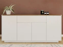 Vente-unique Aparador de 4 puertas y 1 cajón. MDF lacado en blanco. AMANI Color natural claro / Blanco Hot