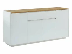 Vente-unique Aparador de 4 puertas y 1 cajón. MDF lacado en blanco. AMANI Color natural claro / Blanco Hot