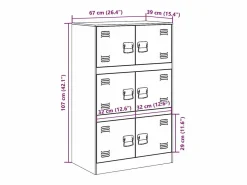 vidaxl Cajonera De Escritorio|Aparador de acero antracita 67x39x107 cm