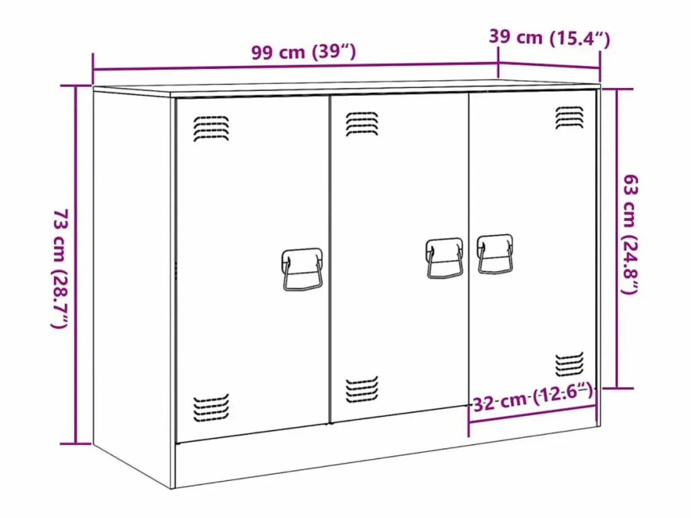 vidaxl Aparador De Cocina|Aparador de acero antracita 99x39x73 cm