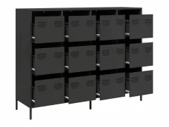 vidaxl Aparador de acero laminado en frío 135x39x103,5 cm Negro Clearance