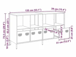 vidaxl Aparador de acero laminado en frío 135x39x73,5 cm Blanco Outlet
