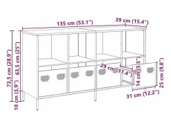 Aparador de acero laminado en frío antracita 135x39x73,5 cm^vidaxl