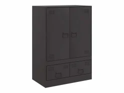 vidaxl Aparador de acero 67x39x95 cm Negro Outlet