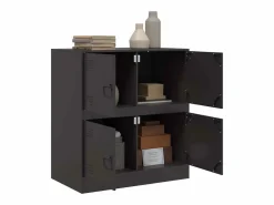 vidaxl Aparador de acero 67x39x73 cm Negro Discount