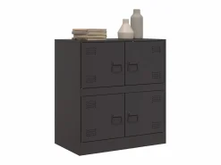 vidaxl Aparador de acero 67x39x73 cm Negro Discount