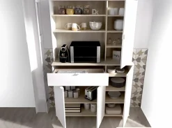 Vente-unique Aparador De Cocina|Aparador de cocina - 4 puertas, 1 cajón y 3 estantes - Blanco y roble - WAJDI