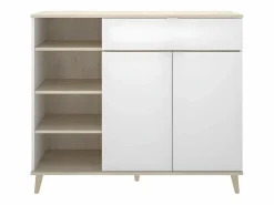 Aparador de cocina - 2 puertas, 1 cajón y 4 estantes - Blanco y roble - WAJDI^Vente-unique Hot