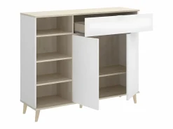 Aparador de cocina - 2 puertas, 1 cajón y 4 estantes - Blanco y roble - WAJDI^Vente-unique Hot