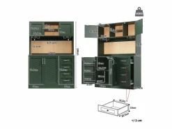 Merax Aparador de cocina - 120 x 40 x 188 cm - con 4 puertas + LED + portavasos + cajones + estante snack - MDF - Verde Outlet