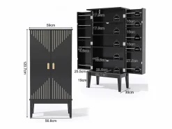 Merax Aparador de cocina - 120 x 59 x 30 cm - con 2 puertas con estantes - estilo vintage - MDF - Negro Best