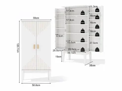 Merax Aparador De Cocina|Aparador de cocina - 120 x 59 x 30 cm - con 2 puertas con estantes - estilo vintage - MDF -