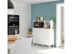 Calicosy Aparador De Cocina|Aparador de cocina 3 puertas 1 cajón - L108 cm - Kira