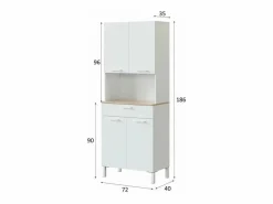 Calicosy Aparador de Cocina con 4 puertas + 1 cajón - L72 cm Blanco Best