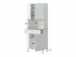 Calicosy Aparador de Cocina con 4 puertas + 1 cajón - L72 cm Blanco Best