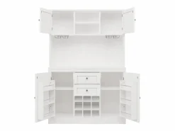Hauss Spole Aparador de cocina con 4 puertas, 2 cajones y botellero - Madera MDF - Negro Blanco Best
