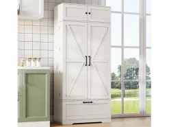 Aparador de cocina con 4 puertas y 1 cajón, aparador alto con tirador de metal retro,^ Hot