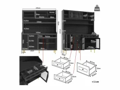 Aparador de cocina con iluminación LED, 4 puertas, 3 cajones y botellero -^Hauss Spole Online