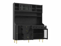 Aparador de cocina con iluminación LED, 4 puertas, 3 cajones y botellero -^Hauss Spole Online