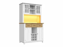 Aparador de cocina con iluminación LED, 3 cajones y 4 puertas - estantes regulables - y madera^Hauss Spole Hot