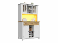 Aparador de cocina con iluminación LED, 3 cajones y 4 puertas - estantes regulables - y madera^Hauss Spole Hot