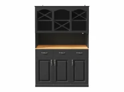 Hauss Spole Aparador de cocina con iluminación LED, 3 puertas y 3 cajones - Madera MDF negra Negro Online