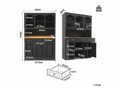 Hauss Spole Aparador de cocina con iluminación LED, 3 puertas y 3 cajones - Madera MDF negra Negro Online