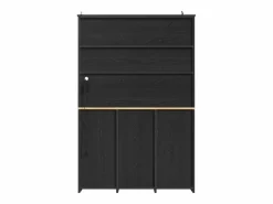 Hauss Spole Aparador de cocina con iluminación LED, 3 puertas y 3 cajones - Madera MDF negra Negro Online