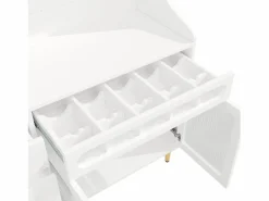 Hauss Spole Aparador de cocina con iluminación LED, 4 puertas, 3 cajones y botellero - Blanco Sale