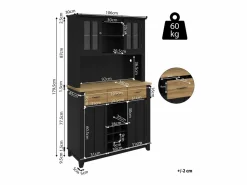 Hauss Spole Aparador De Cocina|Aparador de cocina con iluminación LED, 3 cajones y 4 puertas - estantes regulables - y madera