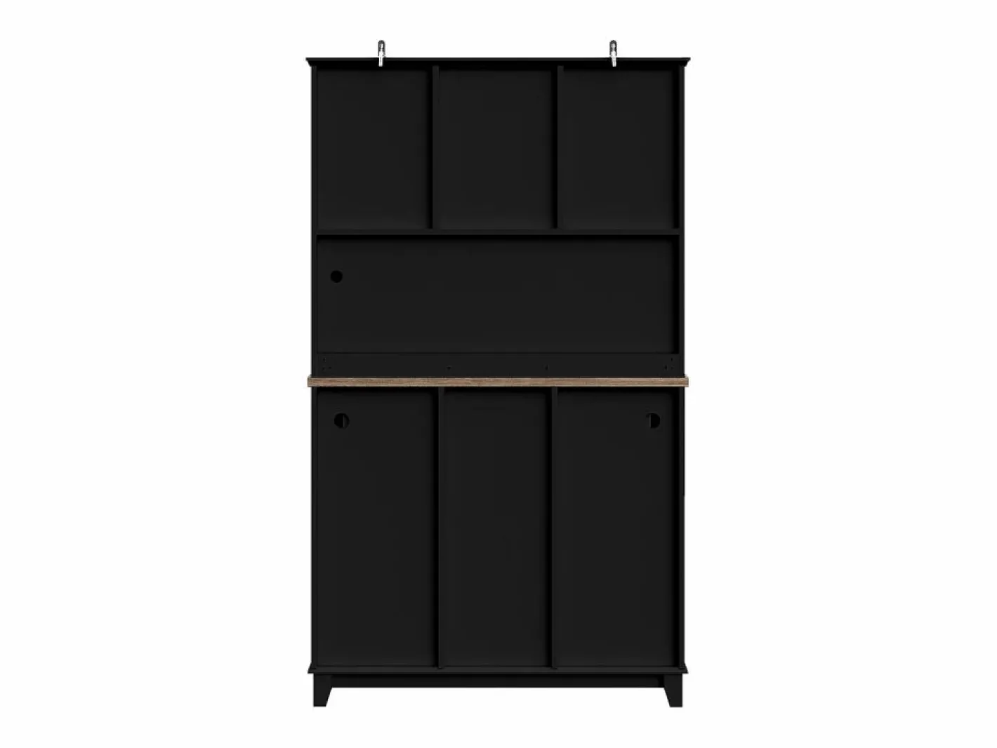 Hauss Spole Aparador De Cocina|Aparador de cocina con iluminación LED, 3 cajones y 4 puertas - estantes regulables - y madera