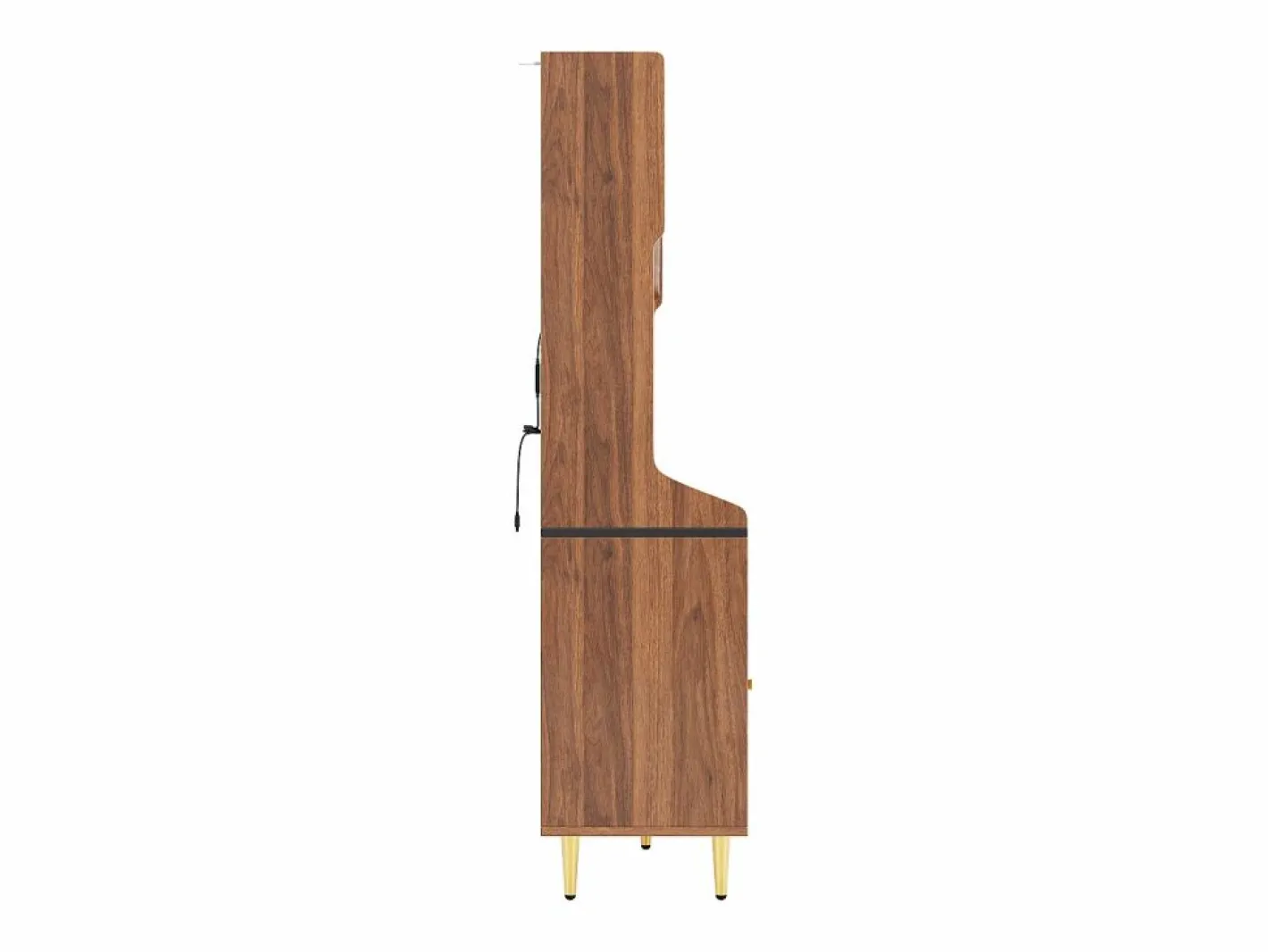 Hauss Spole Aparador De Cocina|Aparador de cocina con iluminación LED, 4 puertas, 3 cajones y botellero - Color nogal