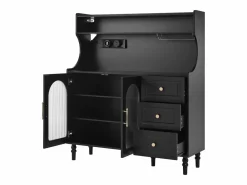 Aparador de cocina con zócalos - 120 x 40 x 138,5 cm - con 3 cajones + botellero + estantes + 2 puertas - MDF -^Merax Outlet