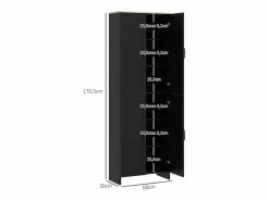 Homcom Aparador de cocina Dami 4 puertas + 6 estantes ajustables 170,5x60x30 cm Negro New