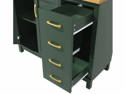 Merax Aparador De Cocina|Aparador de cocina estilo rústico - 105,5 x 40 x 180 cm - con 4 puertas + LED + portavasos + cajones - MDF -