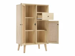 Aparador de cocina 60x40x110cm, 2 puertas de ratán y 1 cajón, madera, natural claro^Hauss Spole Outlet