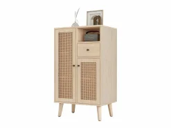 Aparador de cocina 60x40x110cm, 2 puertas de ratán y 1 cajón, madera, natural claro^Hauss Spole Outlet