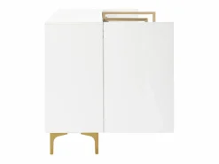 Hauss Spole Aparador de cocina 150x38x85cm con 4 puertas incluidas 2 de cristal, cuerpo con bandas doradas Blanco Discount