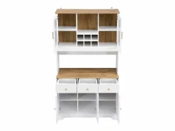 Hauss Spole Aparador De Cocina|Aparador de cocina 94,5x40x175,5cm con 5 puertas, 3 cajones y nichos, tapa chapada imitación madera, cuerpo