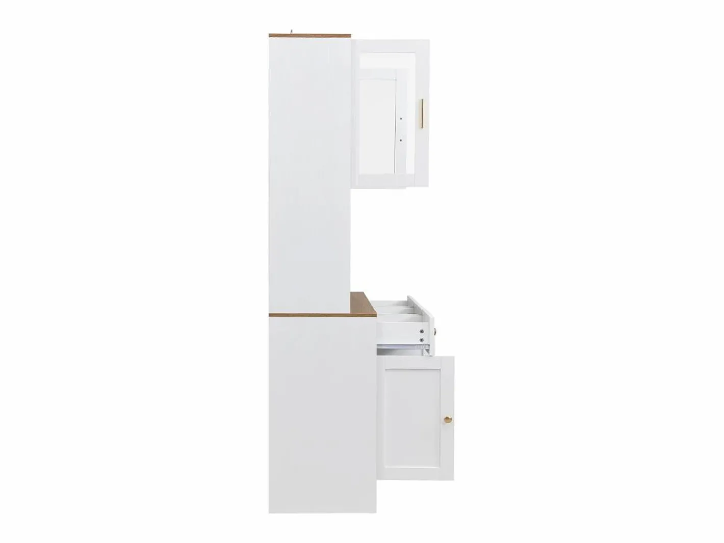 Hauss Spole Aparador De Cocina|Aparador de cocina 94,5x40x175,5cm con 5 puertas, 3 cajones y nichos, tapa chapada imitación madera, cuerpo