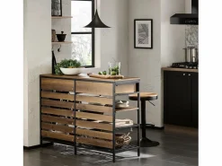 Aparador de Comedor Mesa de Cocina con 2 Cajones y 3 Estantes Estructura de Metal Estilo Industrial 120 x 45 x 91 cm FSB85-PF ES^Sobuy Outlet