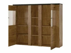 Meublorama Vitrina Para Vajilla|Aparador de diseño con 2 puertas para salón, color roble. Colección SANTIAGO.